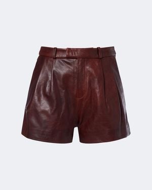 Arma High-Rise Leather Shorts - Red
