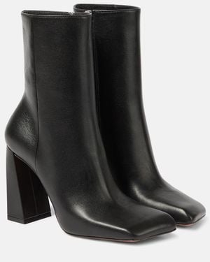 AMINA MUADDI Leather Heel Ankle Boots - Black