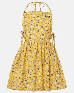 Miu Miu Floral Open-Back Cotton Poplin Minidress - Yellow