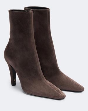 Saint Laurent Ankle Boots Jill Aus Veloursleder - Braun