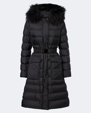 Moncler Abrigo De Plumas Con Borrego - Negro
