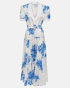 Rodarte Floral Silk Midi Dress - Blue