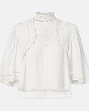 Isabel Marant Frany Broderie Anglaise Crepe Top - White