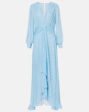 RIXO London Meera Polka-Dot Shirred Gown - Blue
