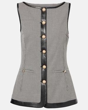 Jonathan Simkhai Cressida Checked Faux Leather-Trimmed Vest - Grey