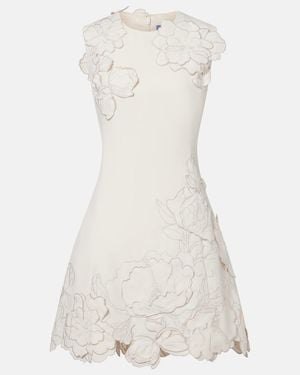 LEO LIN Floral-Applique Minidress - White
