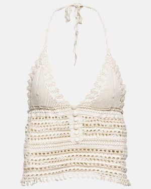 Isabel Marant Frinley Cotton Crochet Crop Top - White
