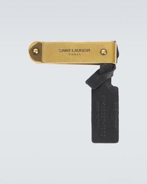 Saint Laurent Geldklammer Mit Leder - Schwarz