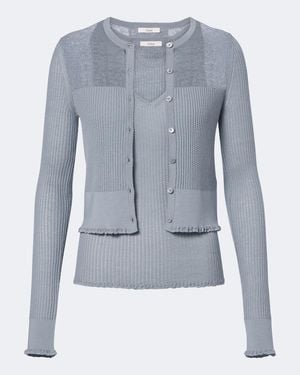 Chloé Set Aus Top Und Cardigan Aus Pointelle-Strick - Blau