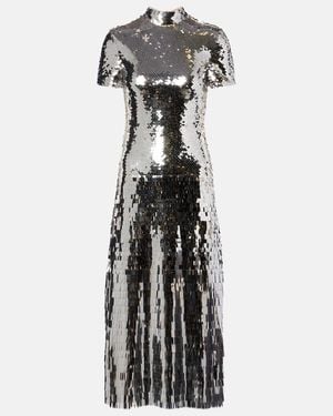 Self-Portrait Sequined Midi Dress - Black