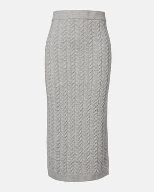 Max Mara Max Mara Cable-Knit Wool And Cashmere Pencil Skirt - Grey