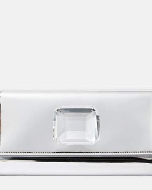 Gianvito Rossi Verzierte Clutch Jaipur Aus Metallic-Leder - Weiß