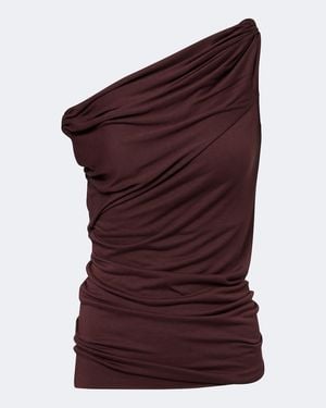Rick Owens Lilies Laeti Draped One-Shoulder Jersey Top - Purple