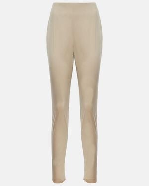 Prada Slim Cotton-Blend Pants - Natural