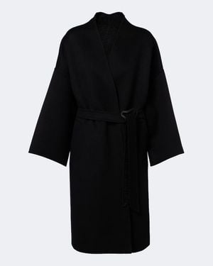Fendi Belted Wool And Silk Coat - Black