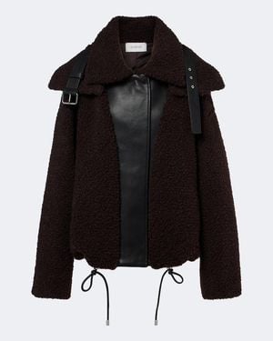 Sportmax Chaqueta De Teddy Con Piel - Negro