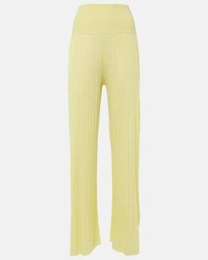 Alaïa Pleated High-Rise Jersey Straight Trousers - Yellow