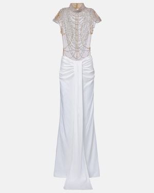 Clio Peppiatt Vestido De Fiesta Zsa Zsa Adornado - Blanco