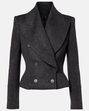 McQueen Double-Breasted Wool Jacket - Black