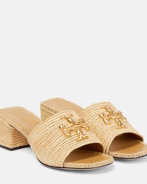 Tory Burch Elanor Raffia Mule Sandals - Natural