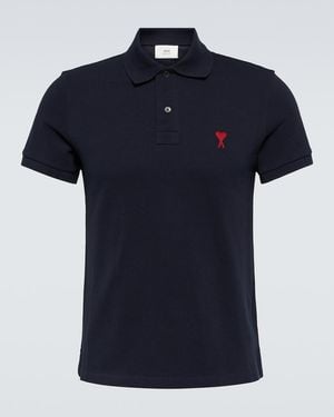 Ami Paris Polohemd Ami De Cour Aus Baumwoll-Pique - Blau
