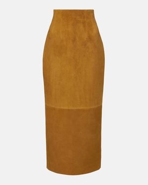 KHAITE Loxley Suede Maxi Skirt - Brown