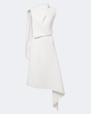 Maticevski Prosper Asymmetric Draped Midi Dress - White