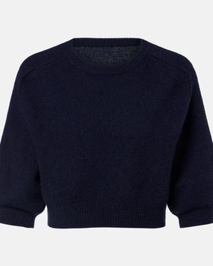 KHAITE Lorelai Cropped Wool And Cashmere Jumper - Blue
