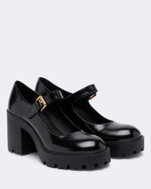 Prada Patent Leather Mary Jane Pumps - Black