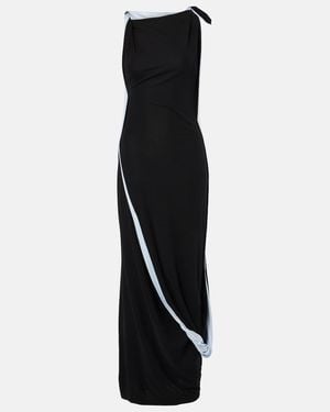 Victoria Beckham Asymmetric Draped Jersey Midi Dress - Black