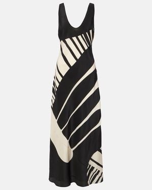 SIR. Arte Printed Silk Satin Maxi Dress - Black
