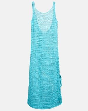 Anna Kosturova Athena Crochet Cotton Midi Dress - Blue
