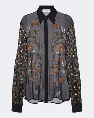 Dries Van Noten Embellished Sheer Blouse - Black
