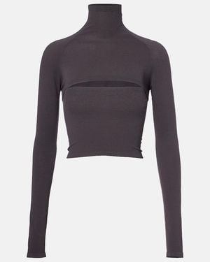 Alaïa Second-Skin Cropped Cutout Top - Blue
