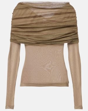 Christopher Esber Sonora Veiled Ruched Top - Natural