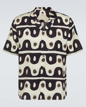 Commas Printed Bowling Shirt - Black