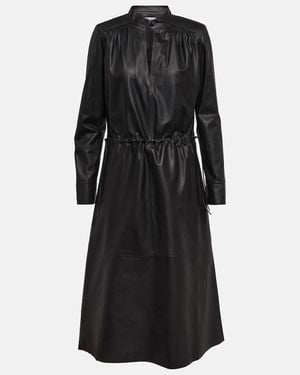Yves Salomon Leather Midi Dress - Black