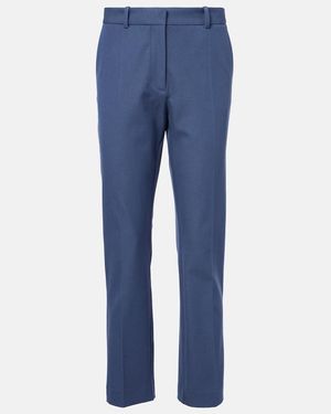 JOSEPH Coleman Cropped Gabardine Slim Trousers - Blue