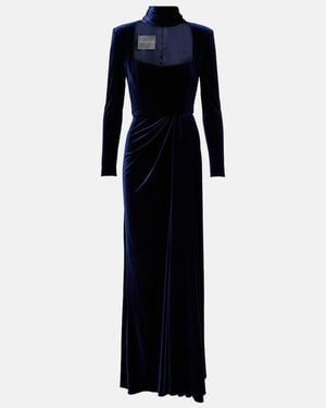 Monique Lhuillier Belted Velvet Gown - Blue