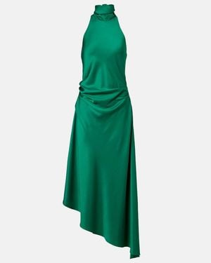 Jonathan Simkhai Monica Asymmetric Satin Midi Dress - Green