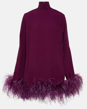 Taller Marmo Gina Feather-Trimmed Crepe Minidress - Purple