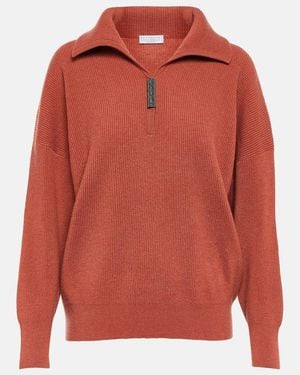 Brunello Cucinelli Cashmere Polo Jumper - Red