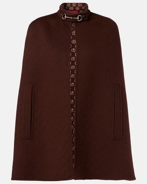 Gucci Horsebit Wool Cape - Brown