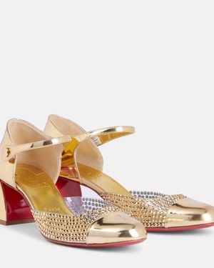 Christian Louboutin Miss Mj Strass Mirrored Leather And Pvc Court Shoes - Metallic