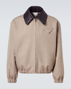 Bottega Veneta Intrecciato Wool Twill Blouson - Natural