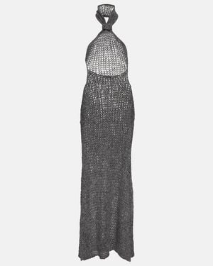 Ann Demeulemeester Halterneck Alpaca-Blend Maxi Dress - Grey