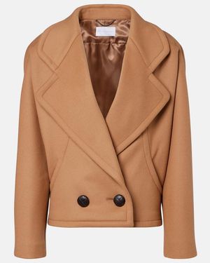 Stella McCartney Cropped-Peacoat Aus Wolle - Braun