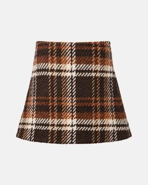 Patou Checked Wool-Blend Miniskirt - Brown