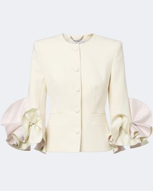 Safiyaa Omona Duchesse-Trimmed Crepe Blazer - Natural