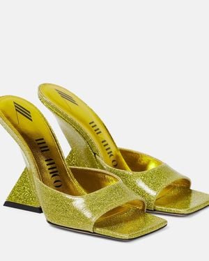 The Attico Cheope Glitter Mules - Yellow